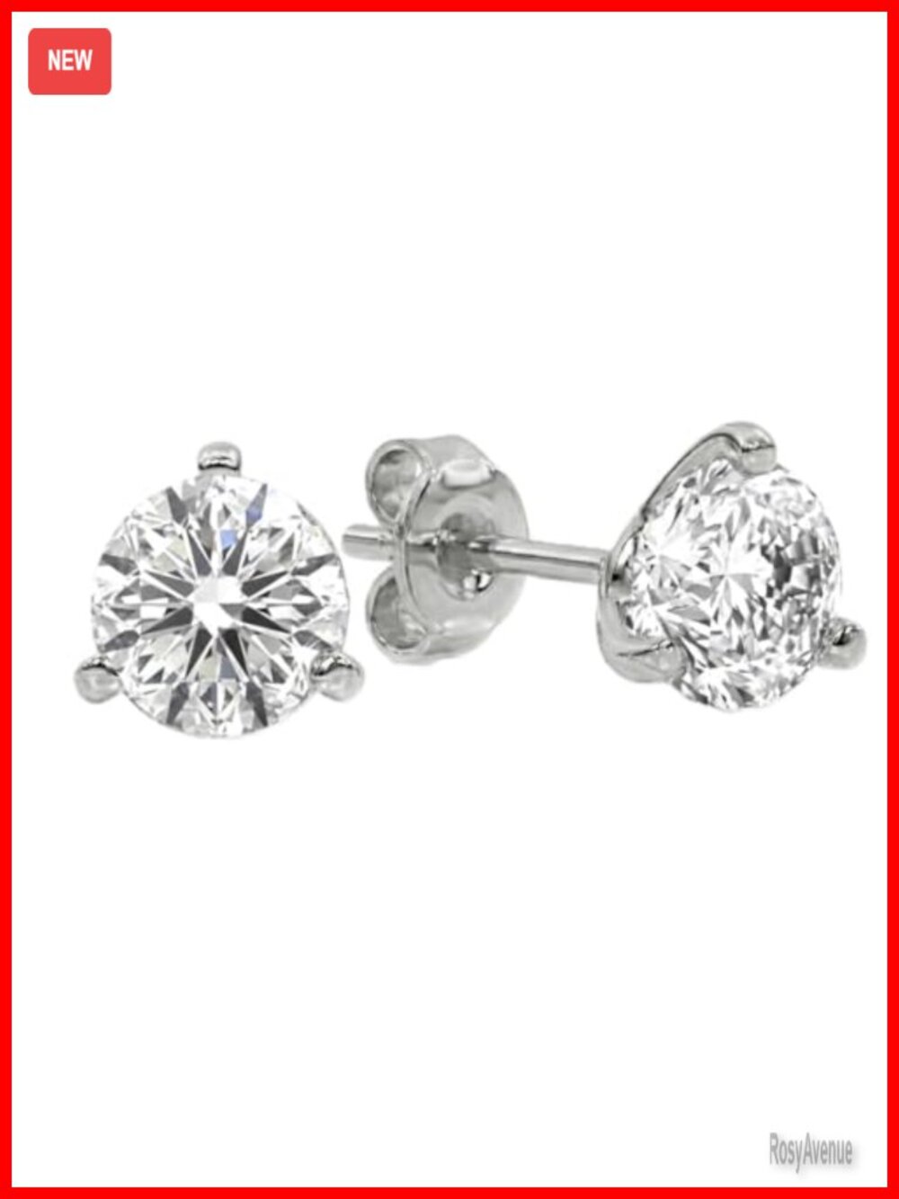 10K Solid Gold Lab Grown Diamond Stud Earrings Martini Set 1 cttw